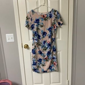 Pink blush floral maternity dress